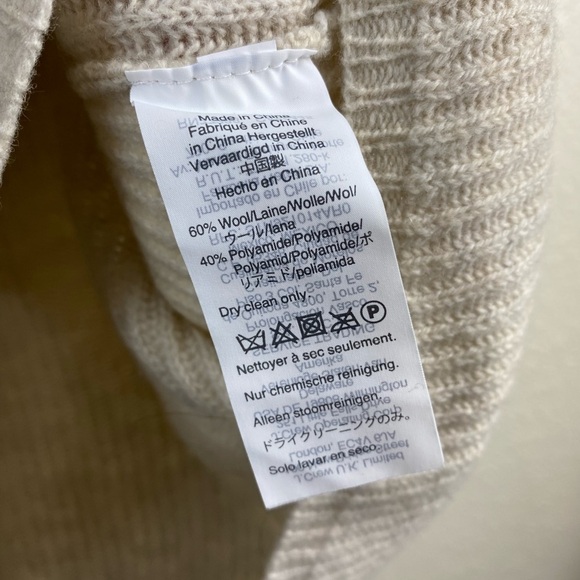 Madewell Wool Nkit V-Neck Long Sleeve Cozy Beige Cream Fall Winter Sweater Small - Picture 10 of 12